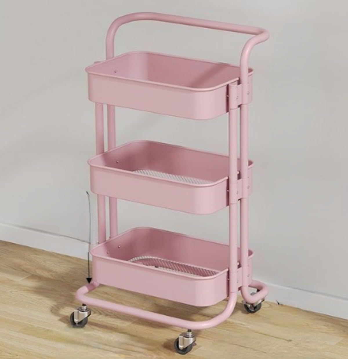 キッチンワゴン キャスター付き 3段カート ハンドル 取手 スリム